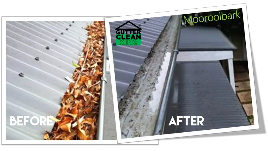 Before and after gutter clean in Mooroolbark