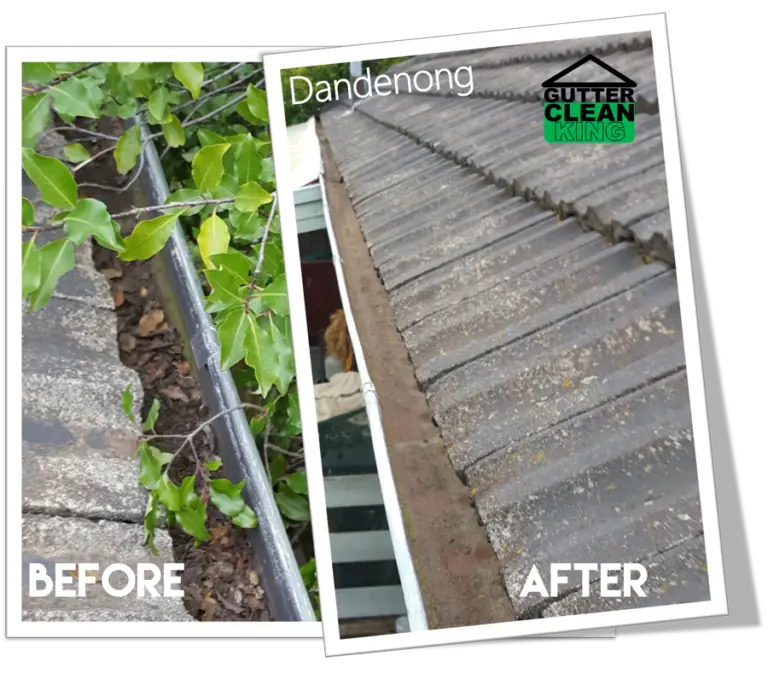 Before and after gutter clean in Dandenong