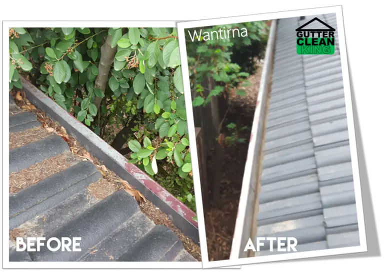 Before and after gutter clean in Wantirna